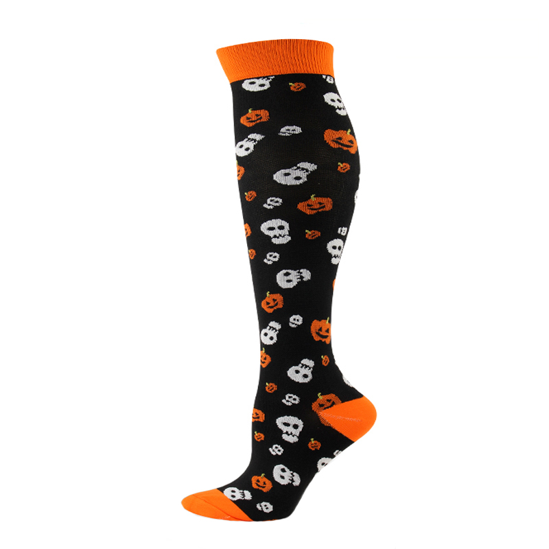 Lot De 4 Paires De Chaussettes Halloween Femme - Motifs Citrouille, Fantôme, Squelette - Coton élastique - Taille Unique