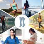 Chaussettes de Contention Pois Bleu 15-20 mmHg Unisexe
